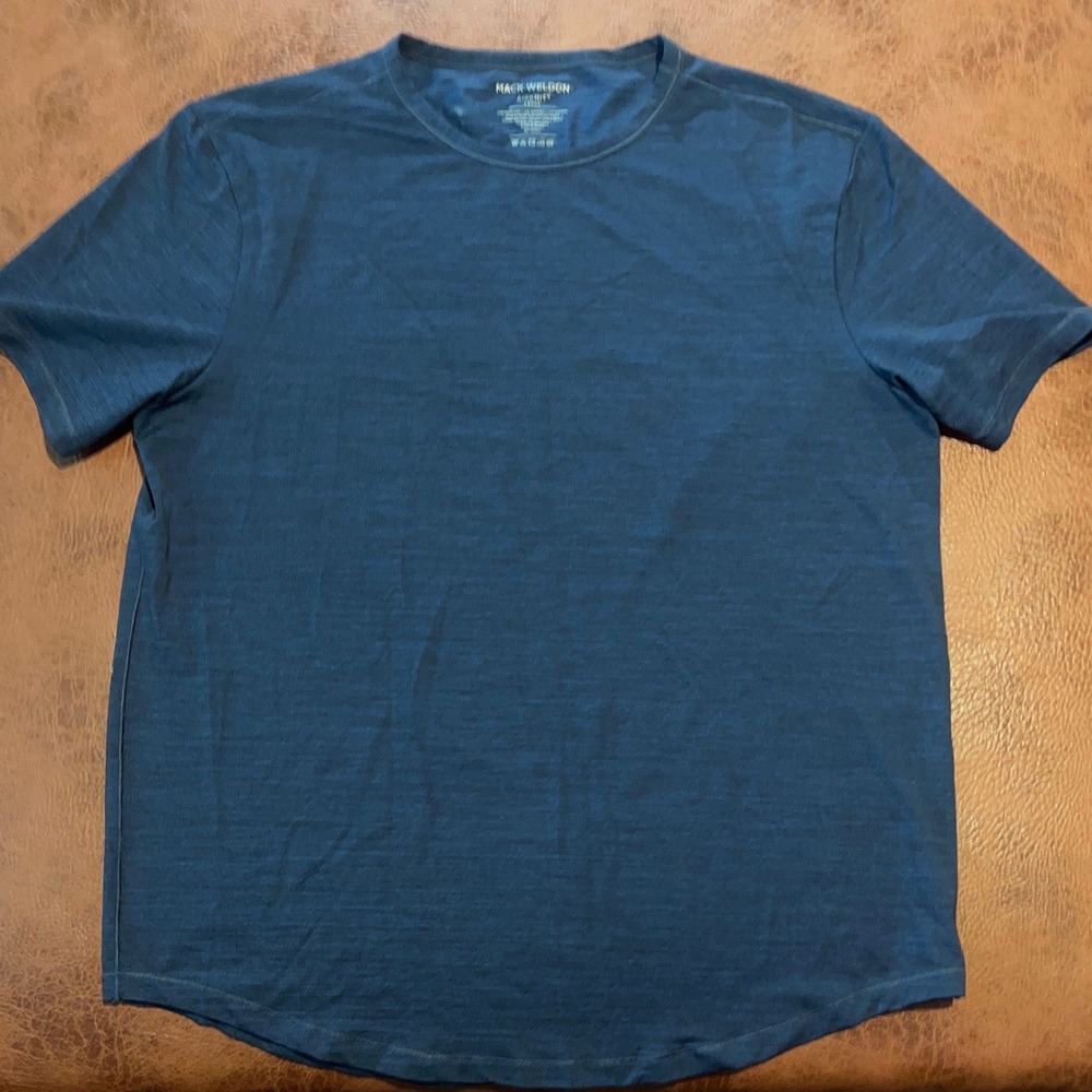Mack Weldon AIRKNITx Crew Neck T-Shirt Blue Heather Short Sleeve Mens Large